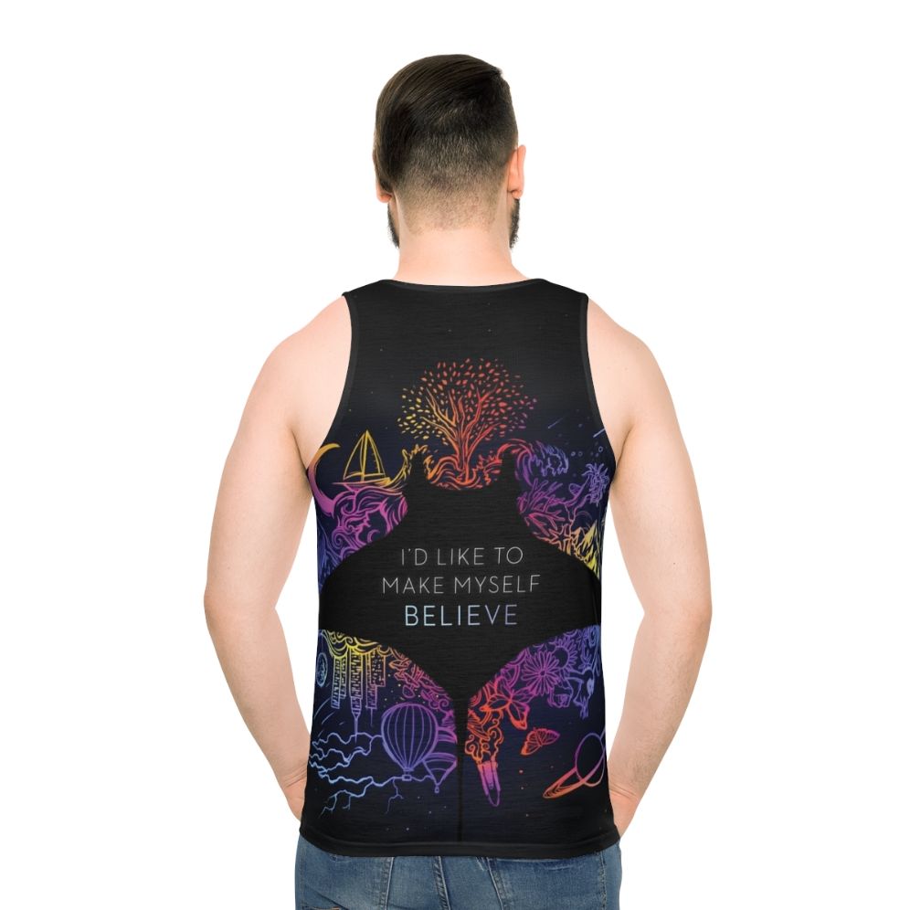 Unisex tank top with a psychedelic galaxy print design
