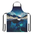 Midnight water, nature reflection, celestial landscape design on an apron