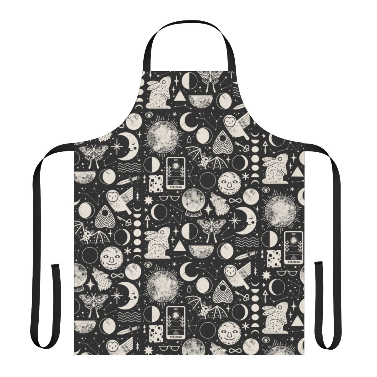Celestial-themed apron with lunar eclipse and occult symbols