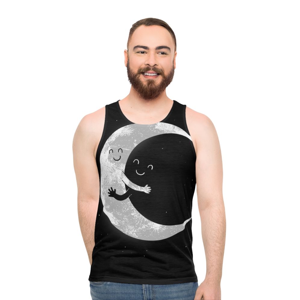 Celestial moon hug unisex tank top