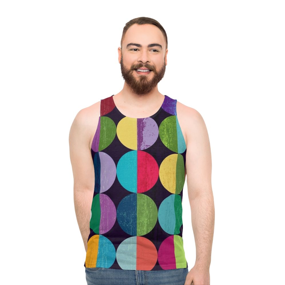 Unisex tank top with celestial moon geometric pattern design
