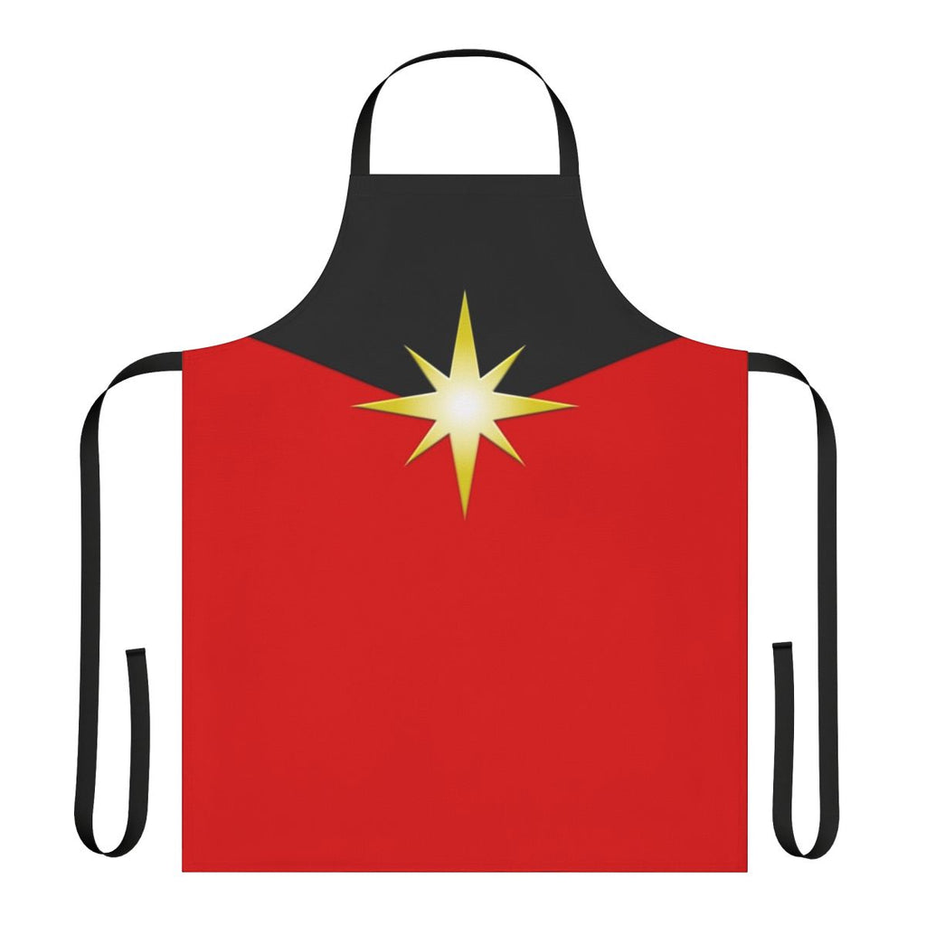 A stylish star-patterned apron with a golden, cosmic design.