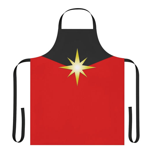 A stylish star-patterned apron with a golden, cosmic design.