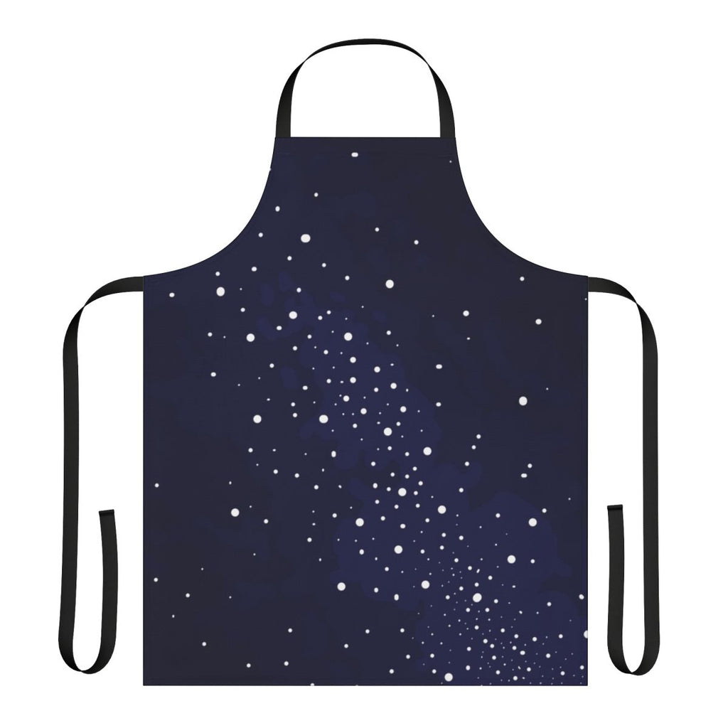 Starry night sky pattern printed on a durable, high-quality apron