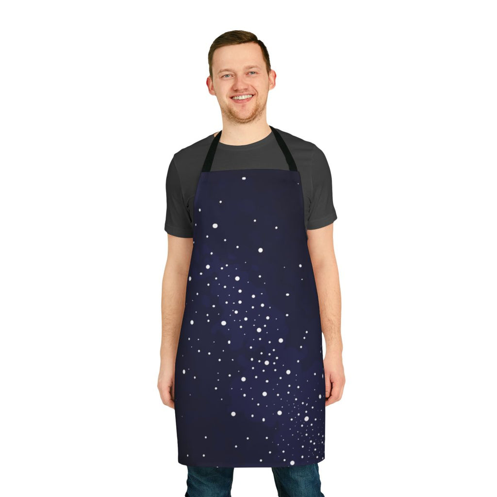 Starry night sky pattern printed on a durable, high-quality apron