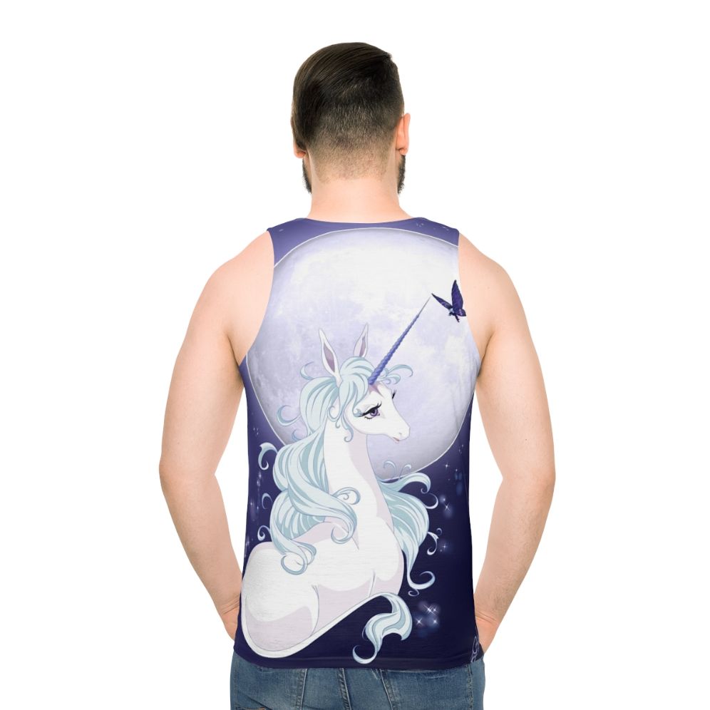 Unisex tank top featuring a full moon and unicorn design