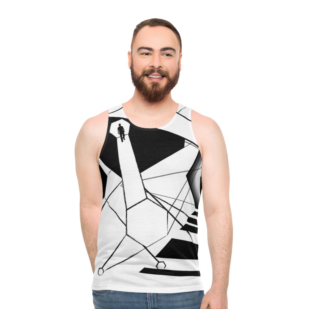Unisex tank top with universe and celestial pattern design