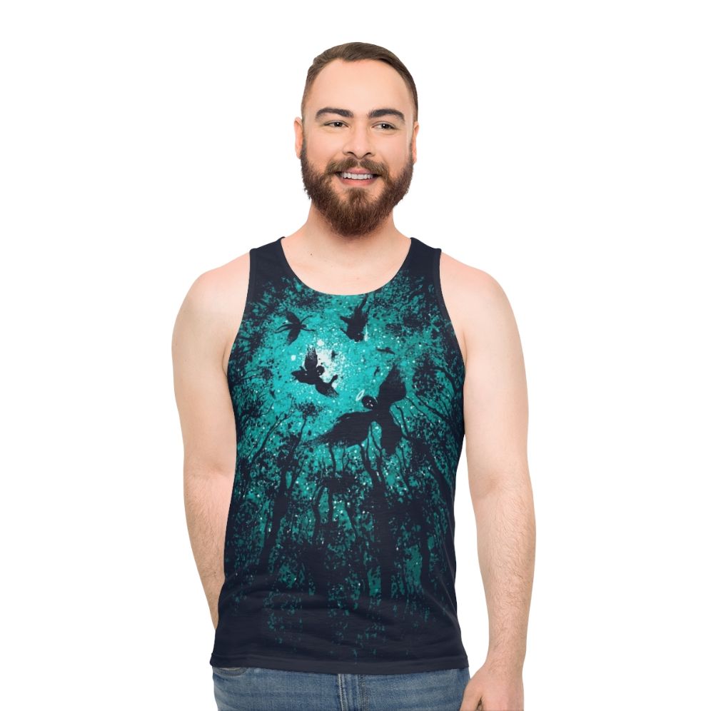 Unisex tank top with a celestial, nature-inspired design