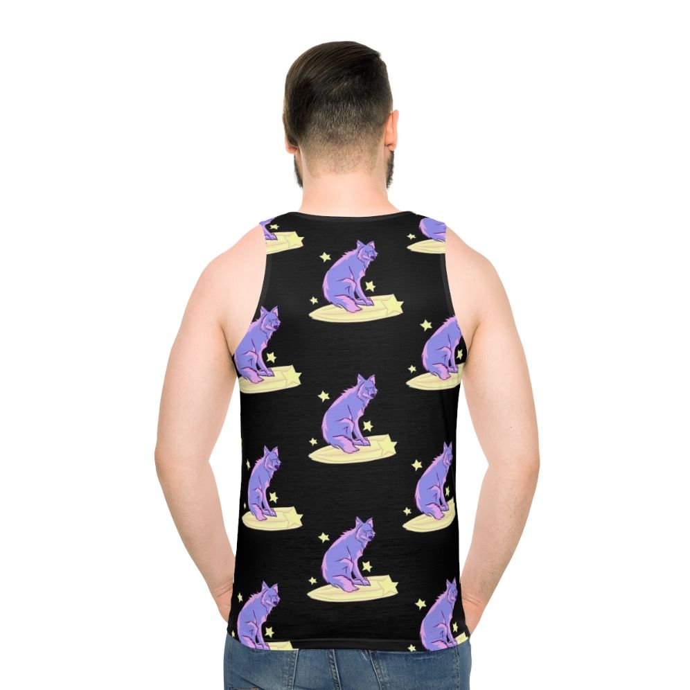 Unisex tank top with a celestial wolf design