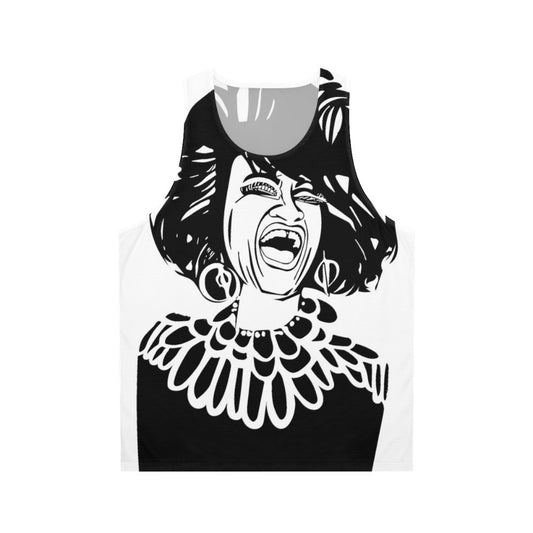 Celia Cruz Unisex Tank Top featuring an abstract black and white portrait