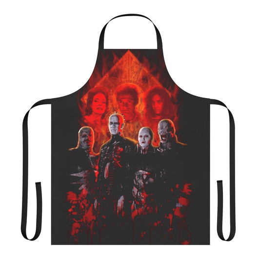 Cenobite puzzle box inspired apron with Pinhead design for horror movie fans