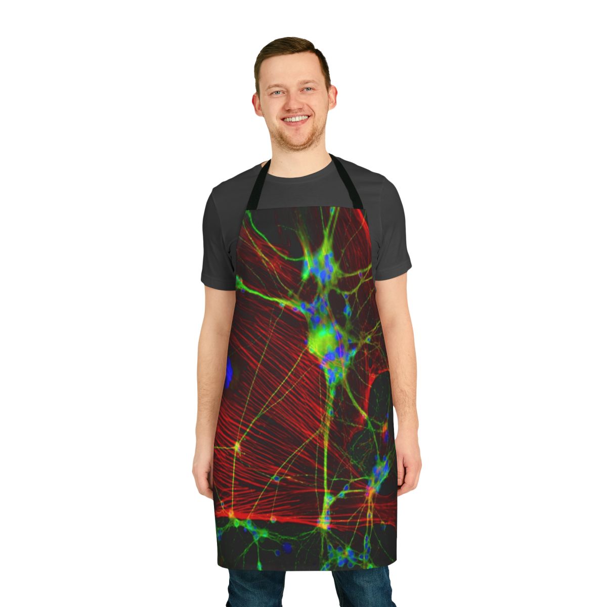 Apron featuring an artistic depiction of neural synapses in the human brain