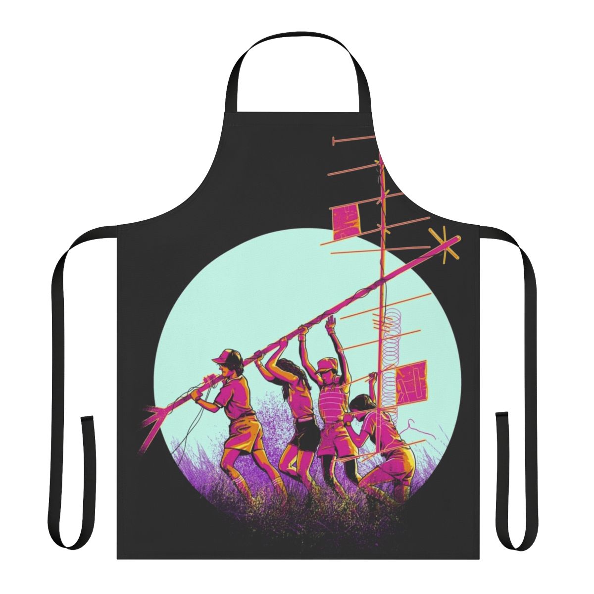 Cerebro inspired radio tower design apron featuring Stranger Things imagery