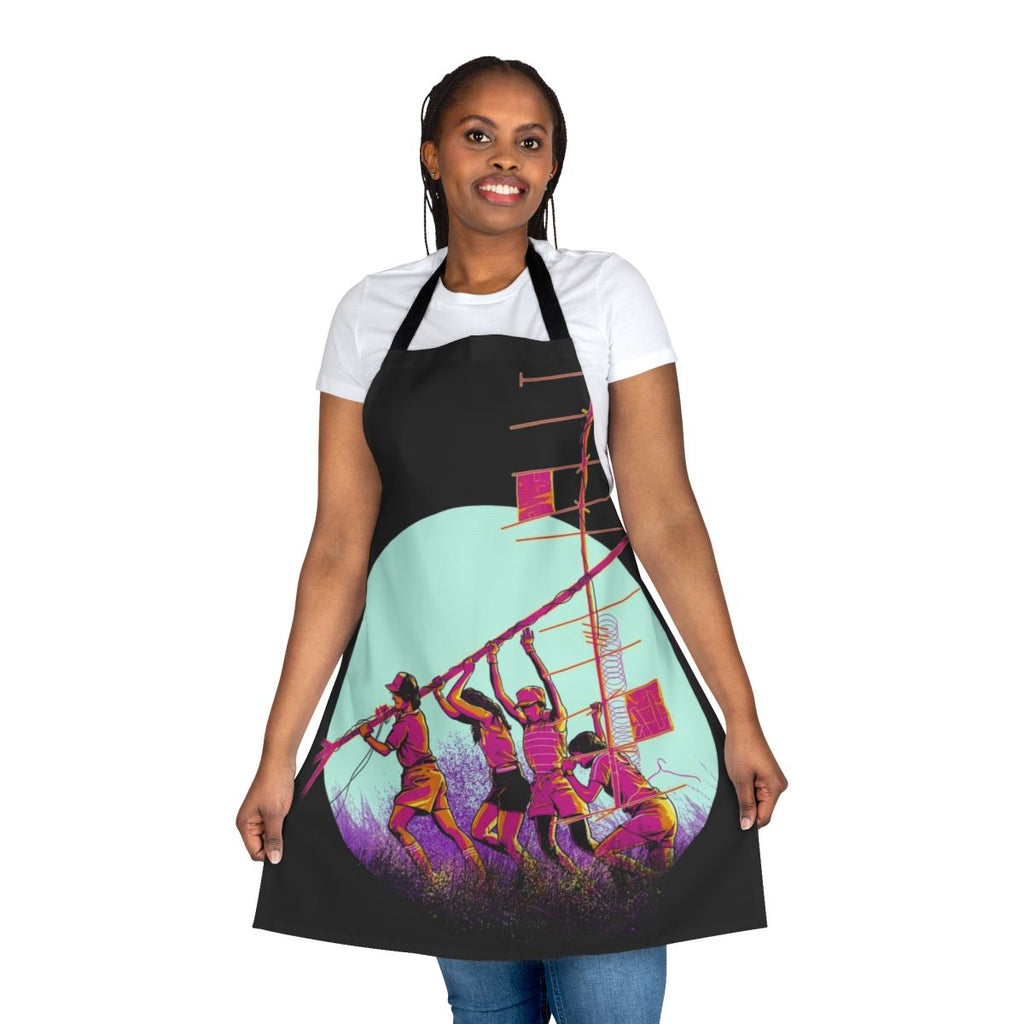 Cerebro inspired radio tower design apron featuring Stranger Things imagery