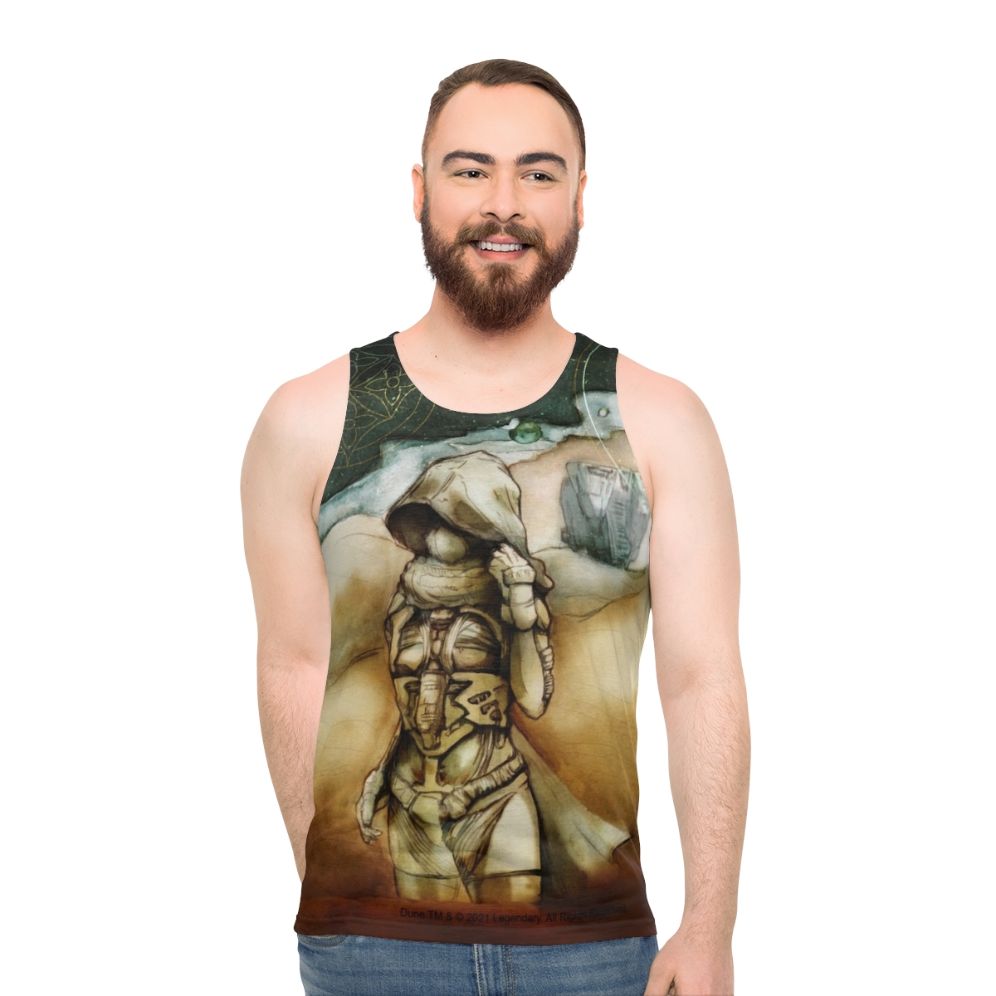Chani from Dune 2020 movie art on a unisex tank top