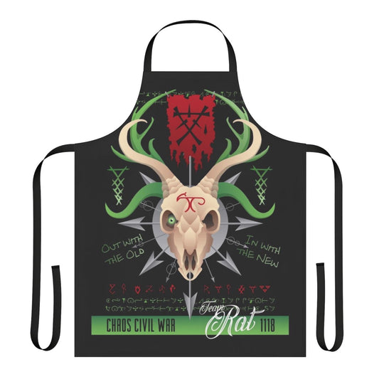 Apron featuring a chaos rat skull design with horns, for Warhammer Fantasy wargaming enthusiasts.