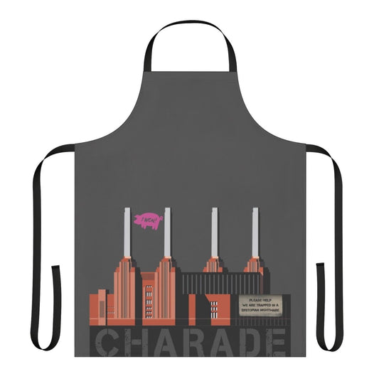 Charade Parody Apron featuring a satirical design with references to Pink Floyd, Donald Trump, and political protest