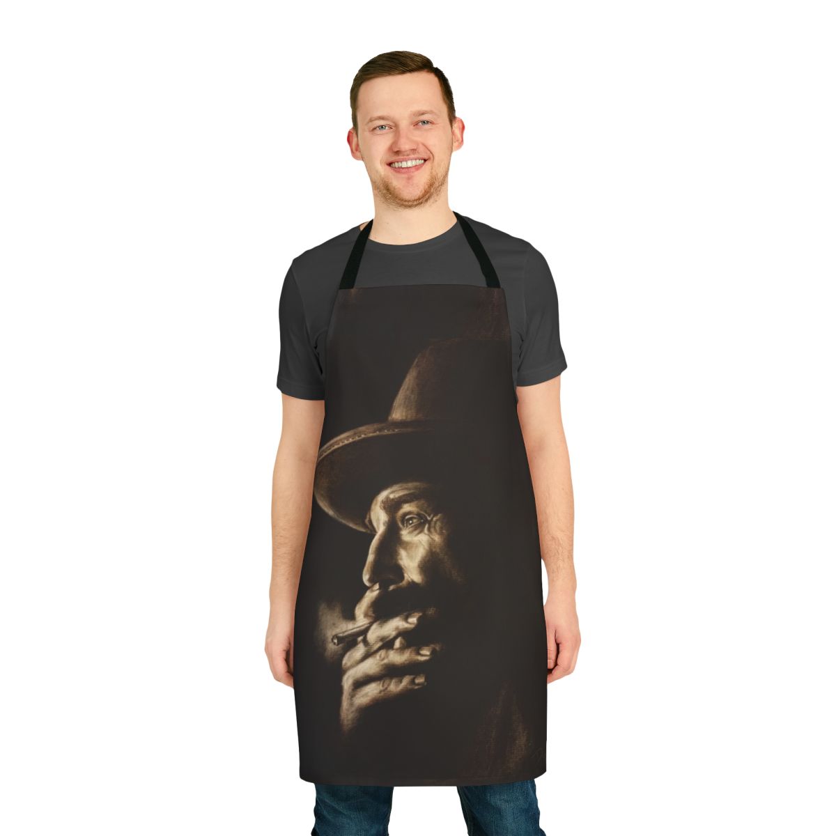 Charcoal apron with 'There Will Be Blood' movie character Daniel Plainview design