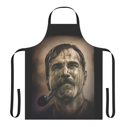 Charcoal grey apron featuring the character Daniel Plainview from the film There Will Be Blood
