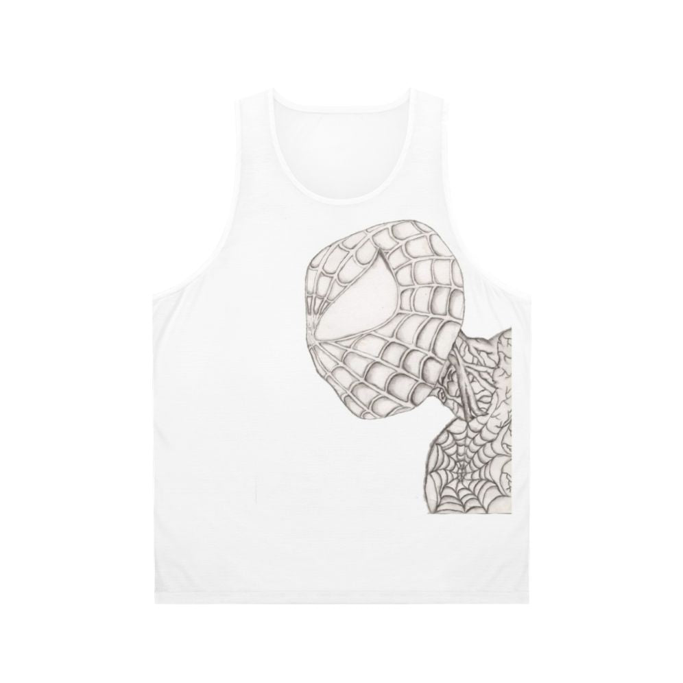 Charcoal gray superhero graphic unisex tank top