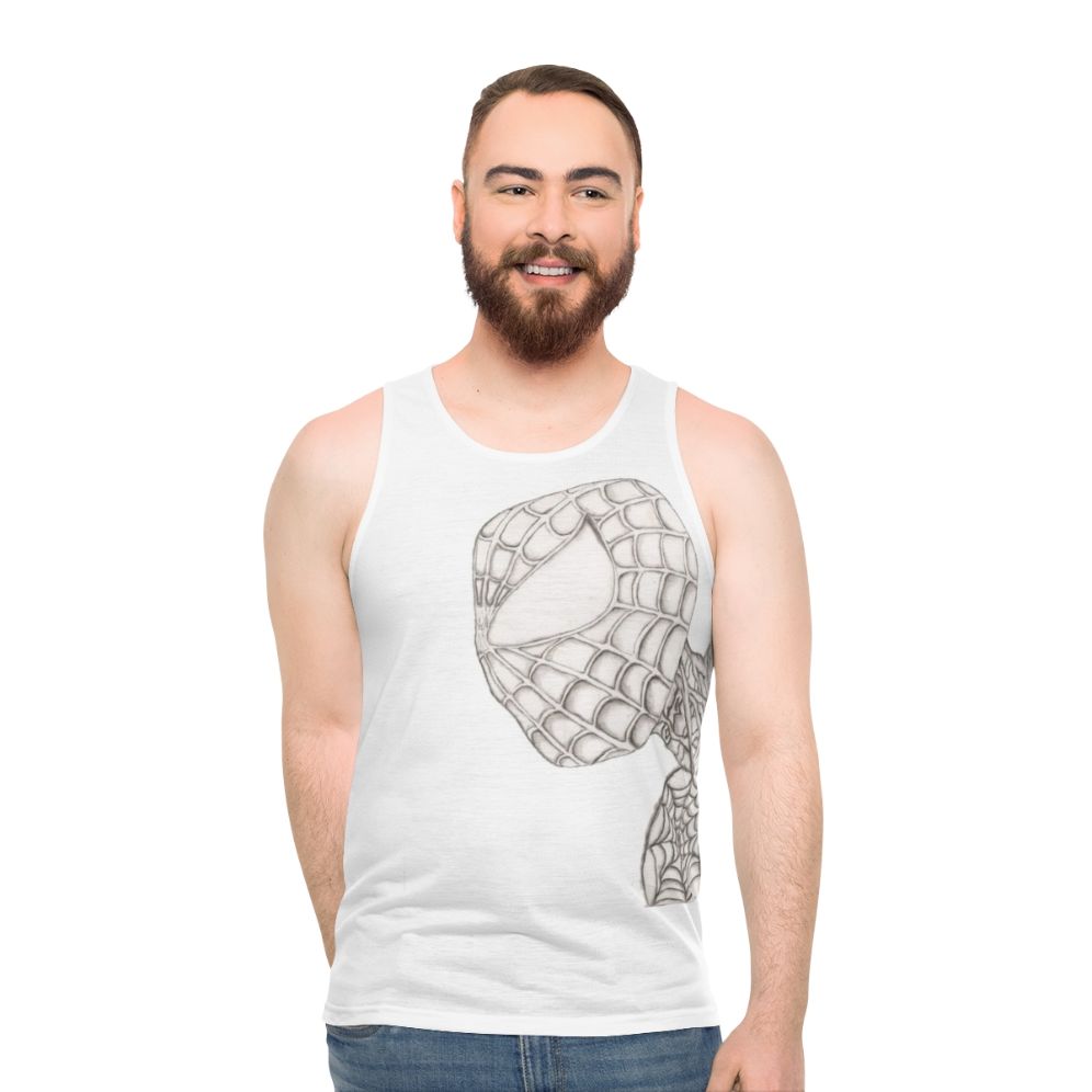 Charcoal gray superhero graphic unisex tank top