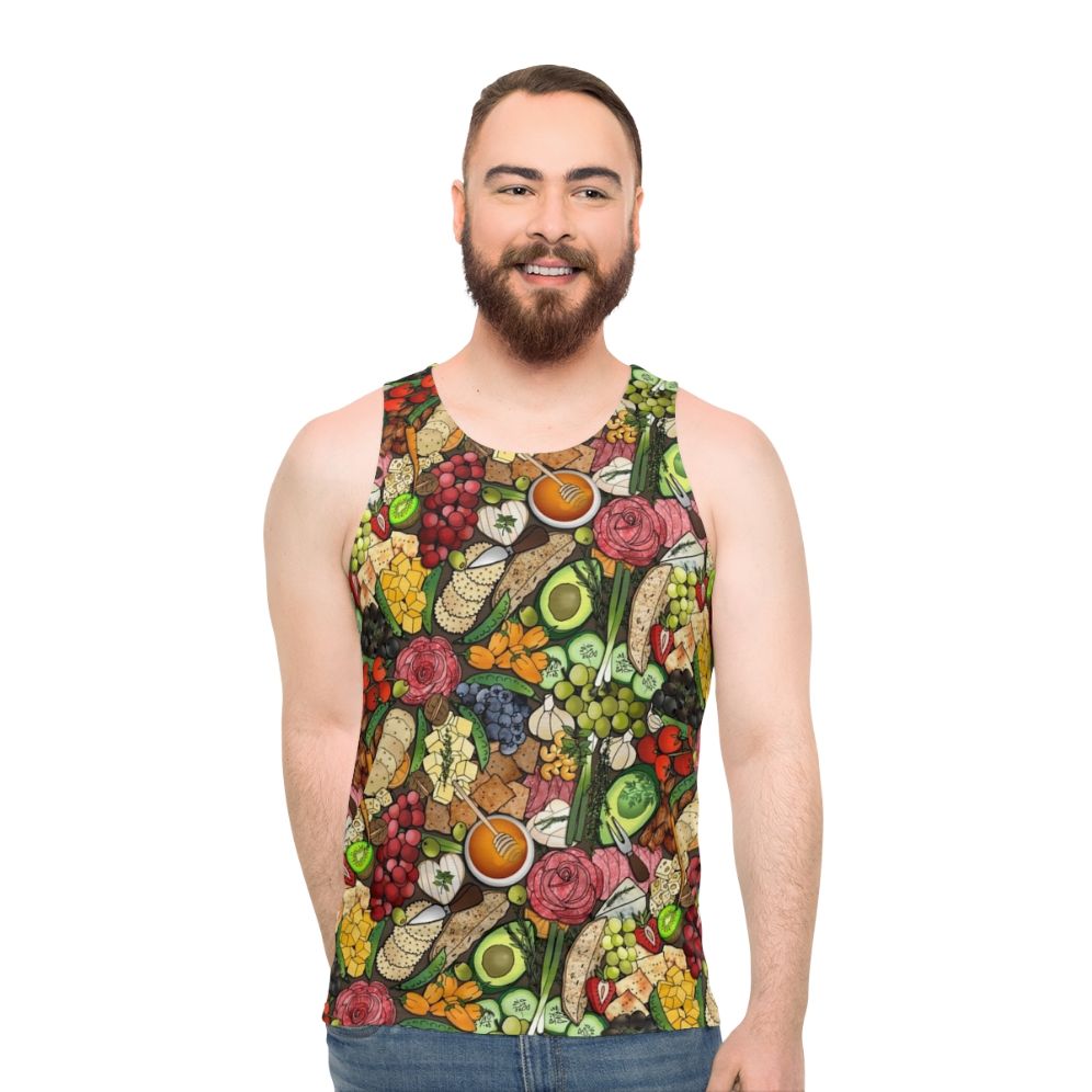 Charcuterie themed unisex tank top