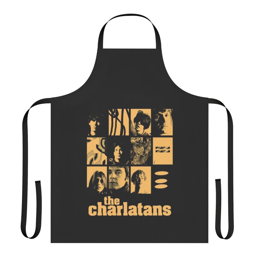 Charlatans-inspired cooking apron featuring the band's name and logo