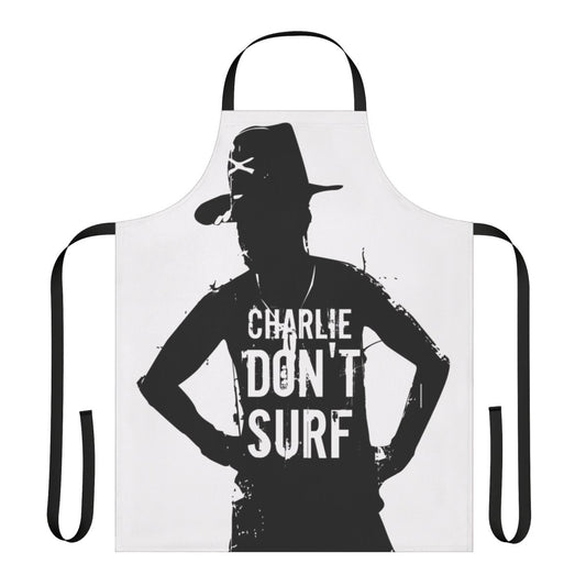 "Charlie Don't Surf" inspired war movie kitchen apron with quotes from Apocalypse Now