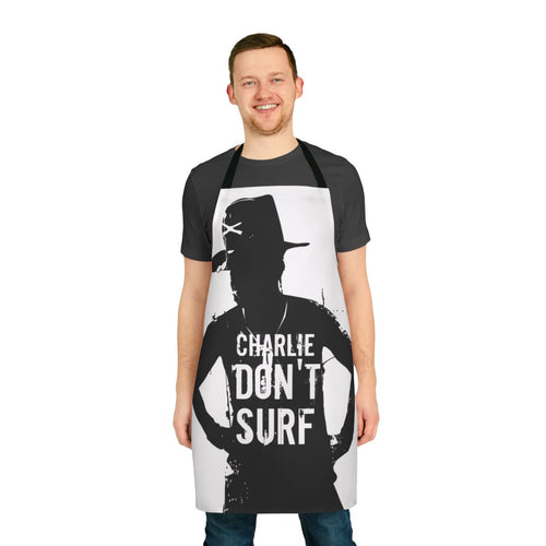 "Charlie Don't Surf" inspired war movie kitchen apron with quotes from Apocalypse Now