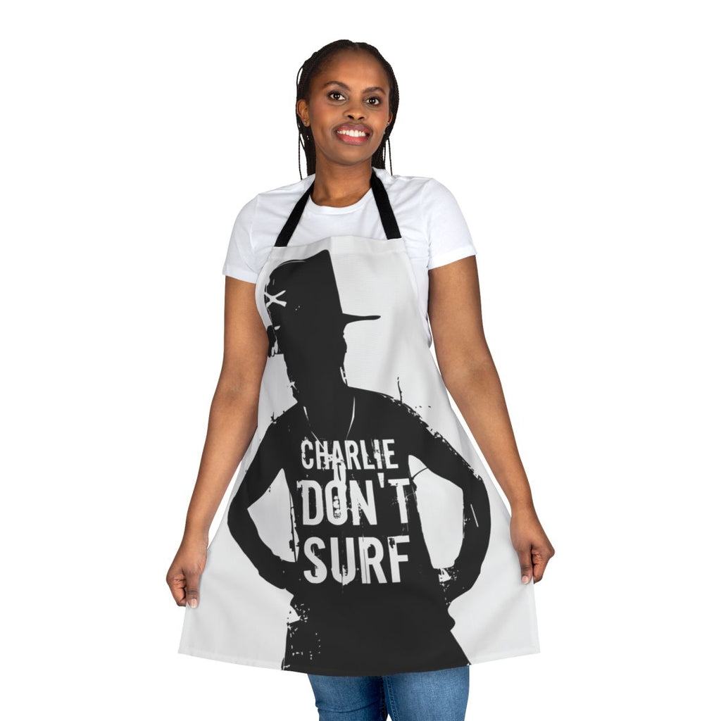 "Charlie Don't Surf" inspired war movie kitchen apron with quotes from Apocalypse Now