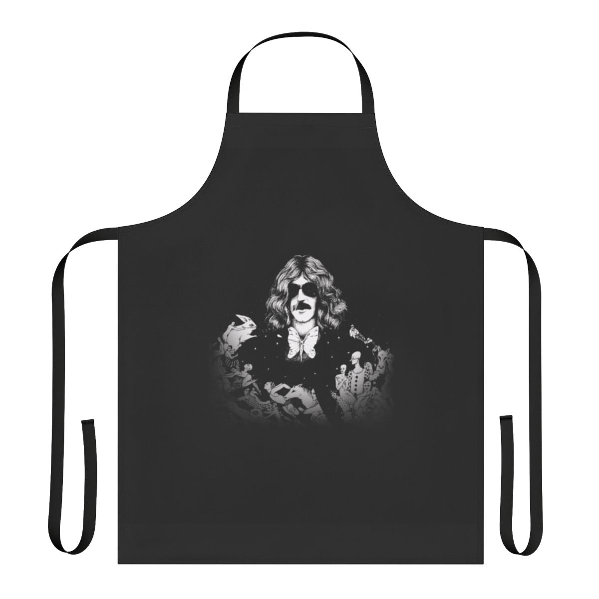 Charly Garcia inspired tango-themed apron featuring musical elements and the word "alma"