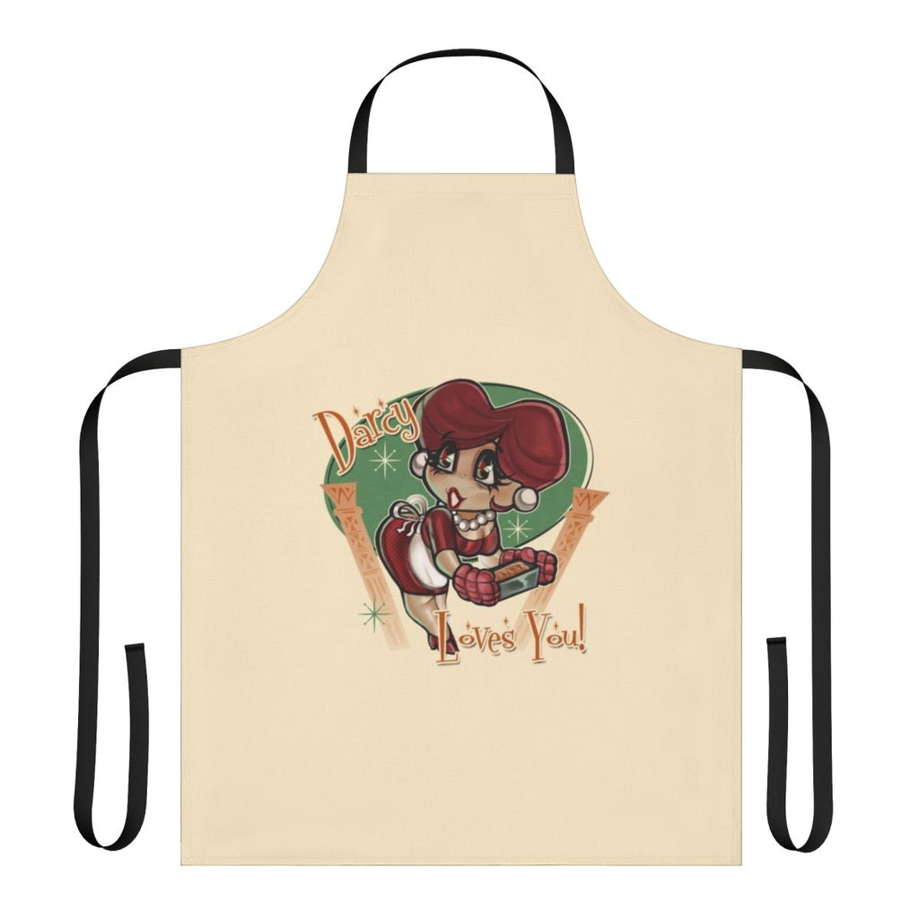 Darcy Apron - A 1950s-inspired retro apron featuring a heart design in a charming chibi style