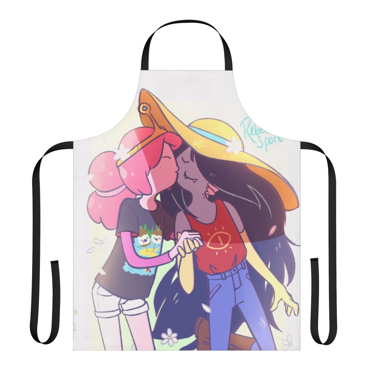 Whimsical apron featuring the beloved characters Marceline and Princess Bubblegum from the cartoon series Adventure Time.