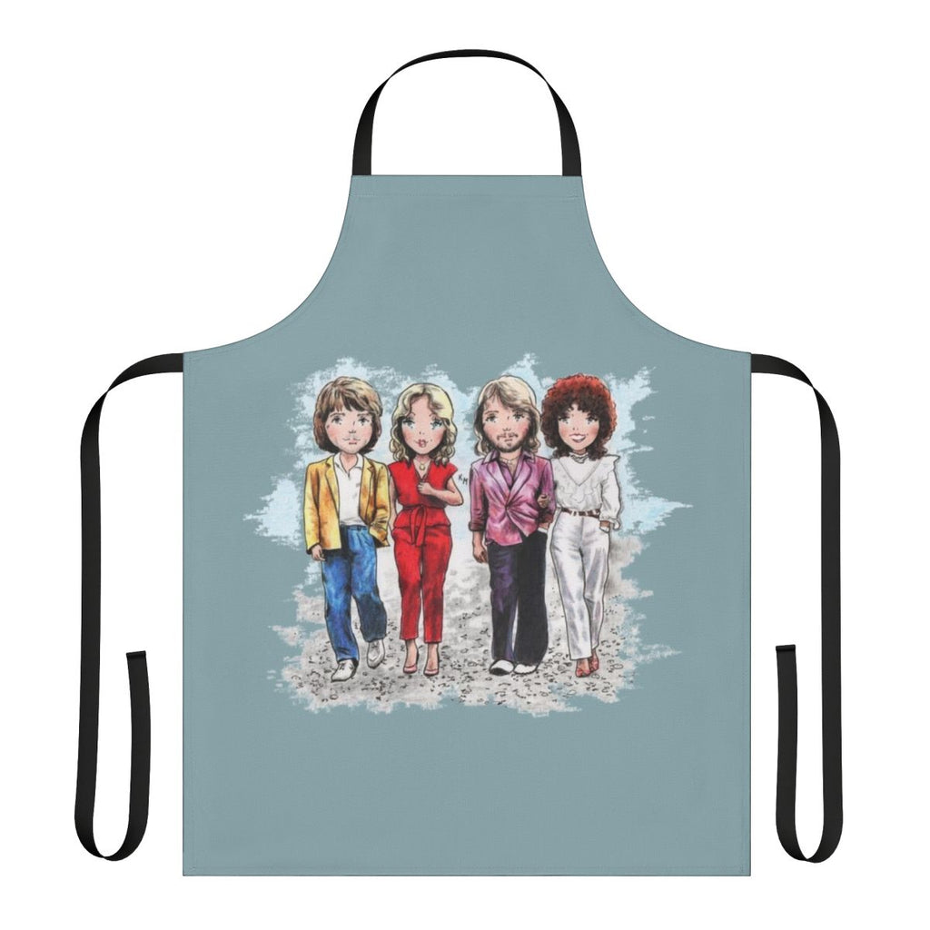A charming cartoon-style vintage apron with a sad, emotive design