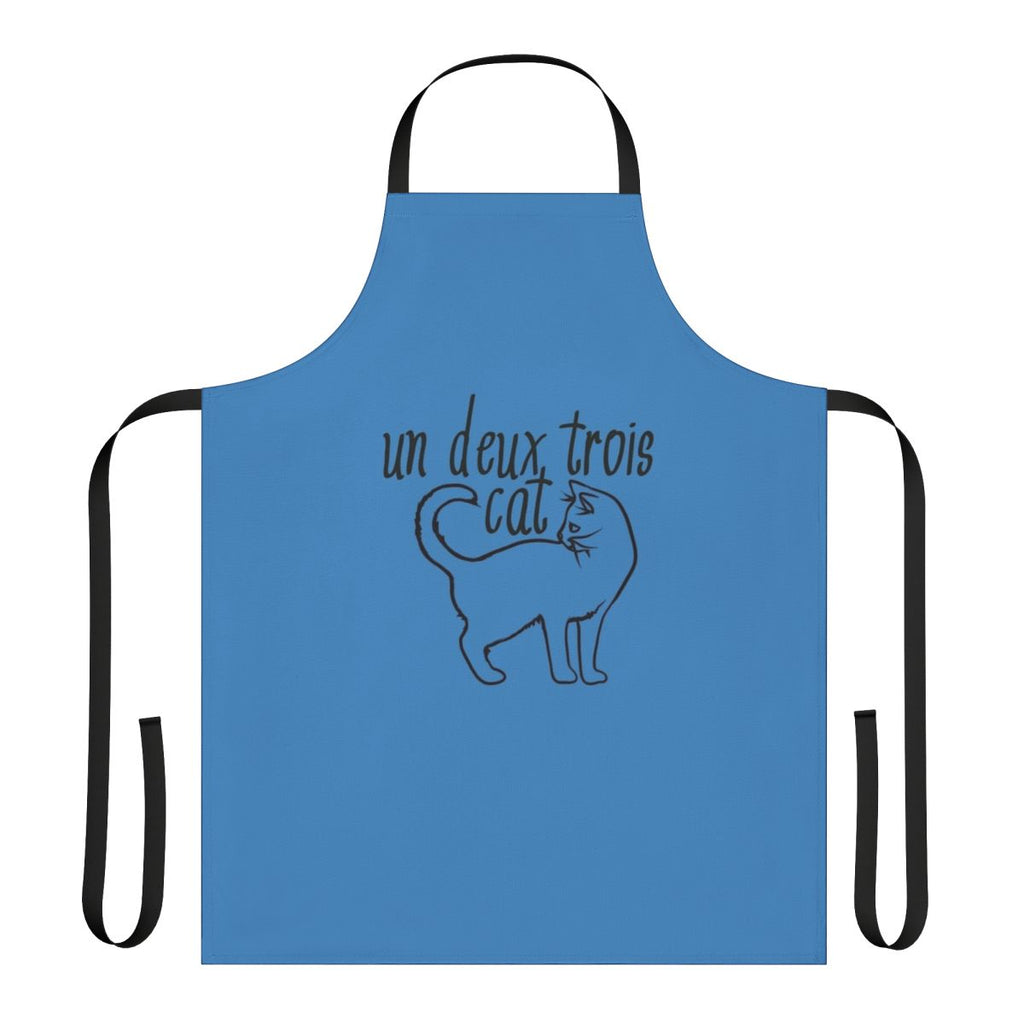 A stylish cat-themed apron with a French flair, perfect for teachers and cat enthusiasts