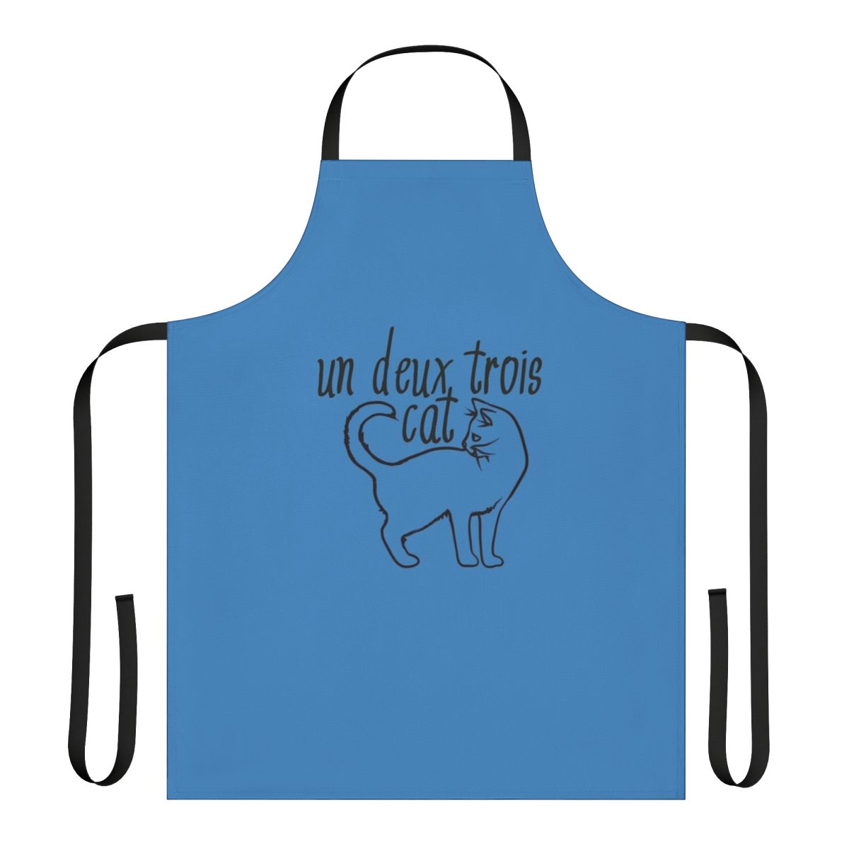 A stylish cat-themed apron with a French flair, perfect for teachers and cat enthusiasts