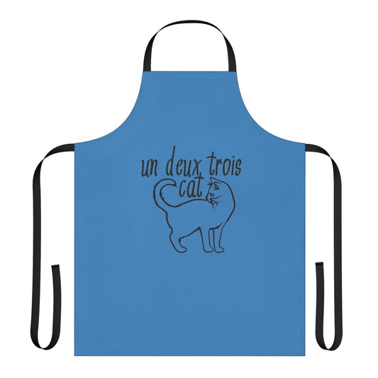 A stylish cat-themed apron with a French flair, perfect for teachers and cat enthusiasts