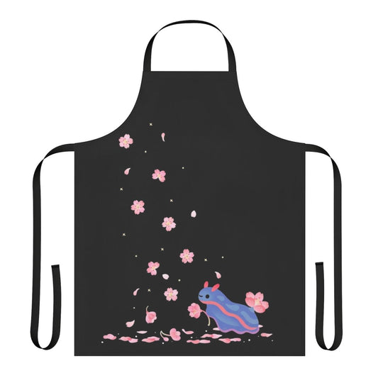 Apron featuring a stunning cherry blossom pattern and colorful sea slugs