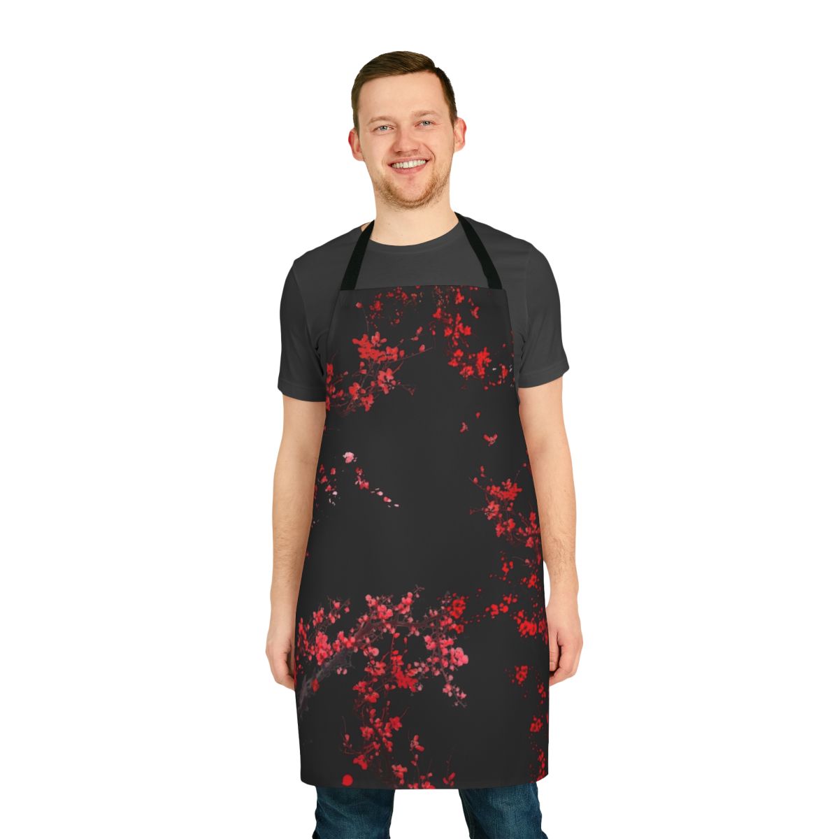 Beautifully designed cherry blossom apron with a kawaii, anime-inspired aesthetic