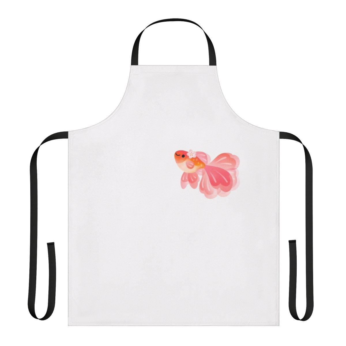 Delightful apron featuring a colorful cherry blossom and goldfish design