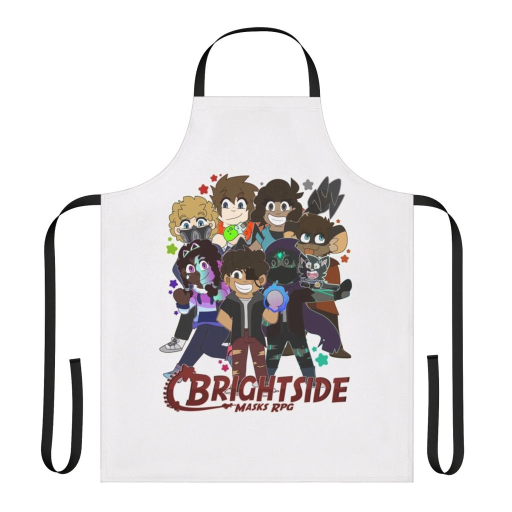 Colorful chibi-style apron with playful character designs