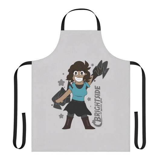 Chibi-inspired apron with colorful characters and patterns
