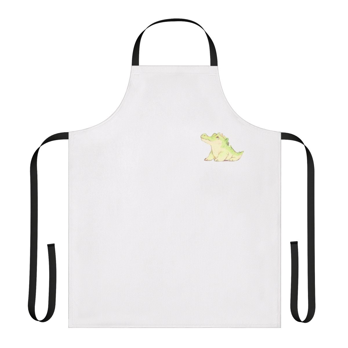 A whimsical apron featuring a cute and mystical crocodile design, perfect for fantasy fans.