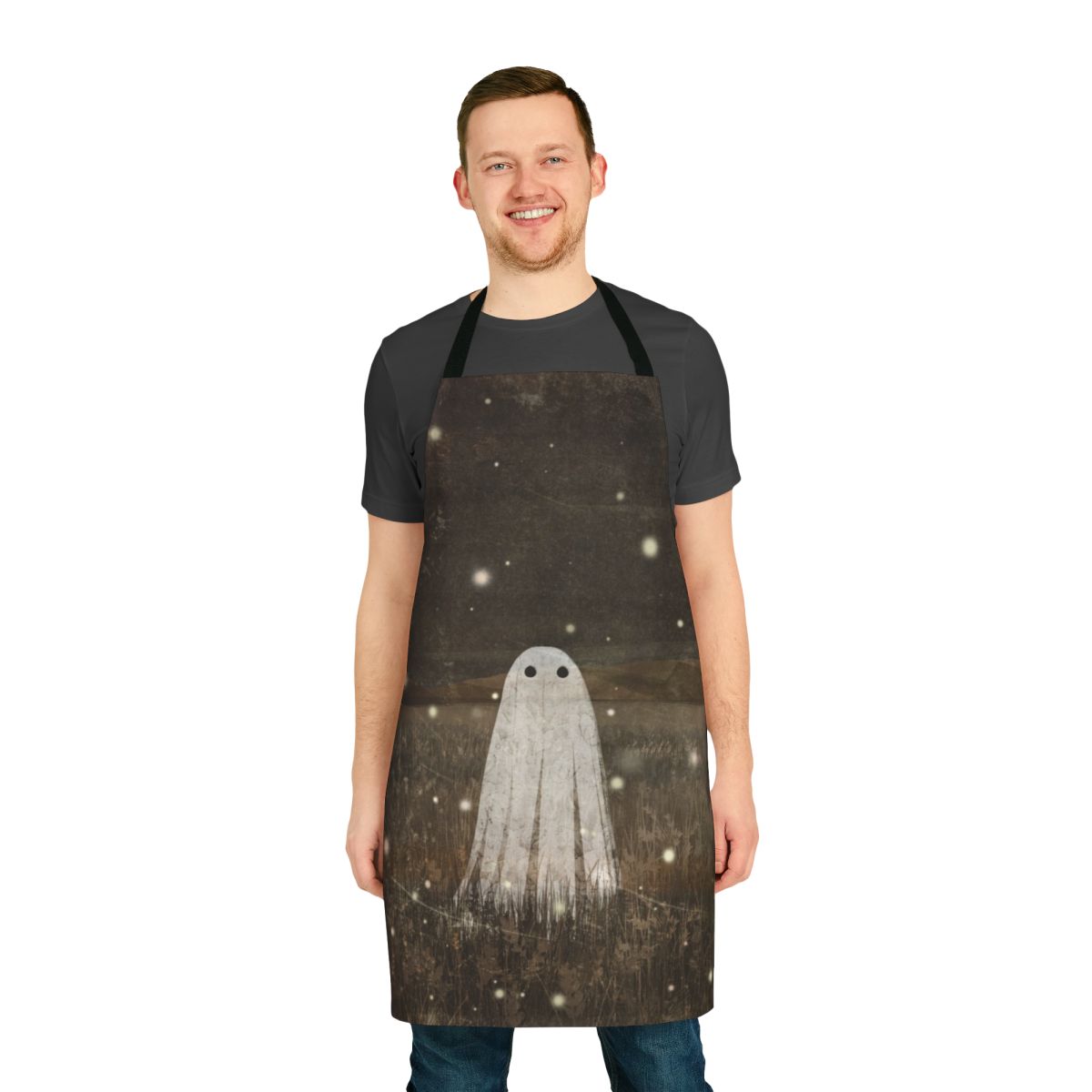 Fireflies Apron with Vintage-Style Illustration of Glowing Fireflies