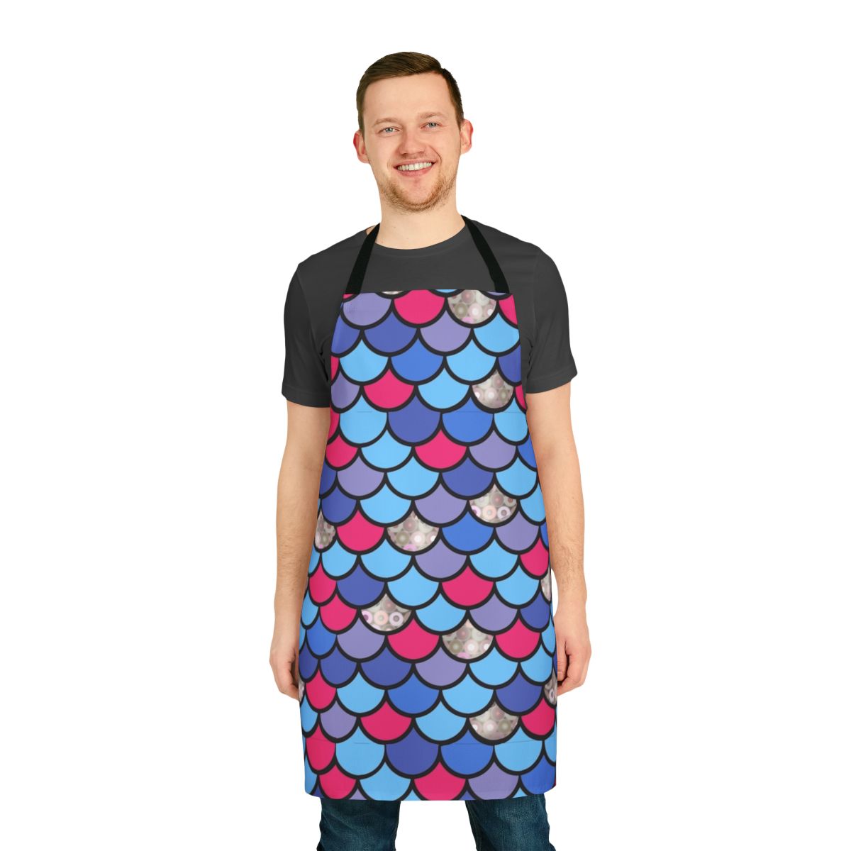 Colorful fish scales pattern apron for children