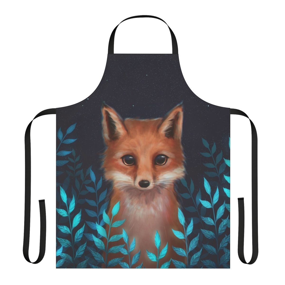 Charming fox-patterned apron with fall leaves and nature motifs