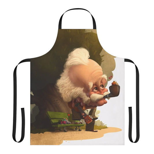 Apron featuring a caricature of French singer and guitarist Georges Brassens