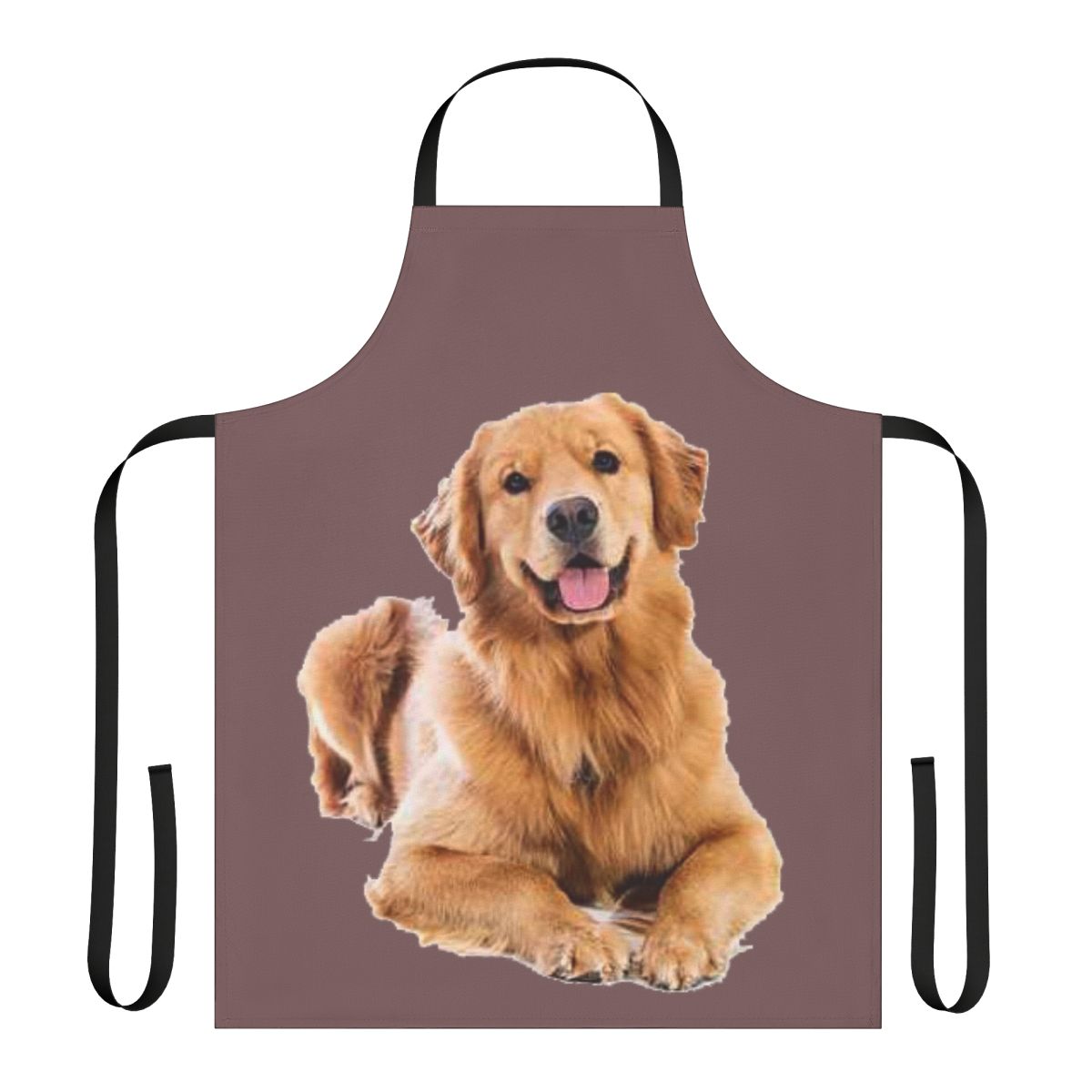 A stylish and practical apron featuring a playful golden retriever design, perfect for pet owners and dog enthusiasts.