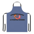 Whimsical apron featuring a cute, chibi-style mermaid design with the text "Mermaid Kisses And Starfish Wishes"