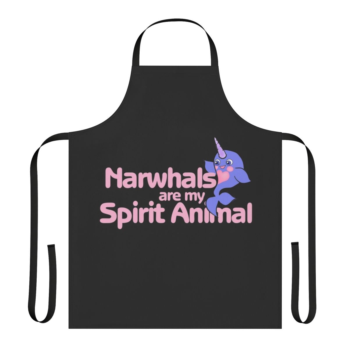Narwhal-themed apron with a pink and purple design